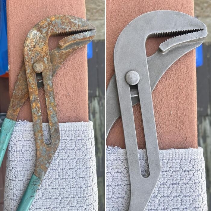 Pinza a pappagallo prima e dopo il trattamento con il prodotto